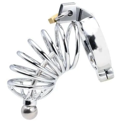 0503HS      Heavy Metal Steel Cock Chastity with Removable Urethral Sound Plug