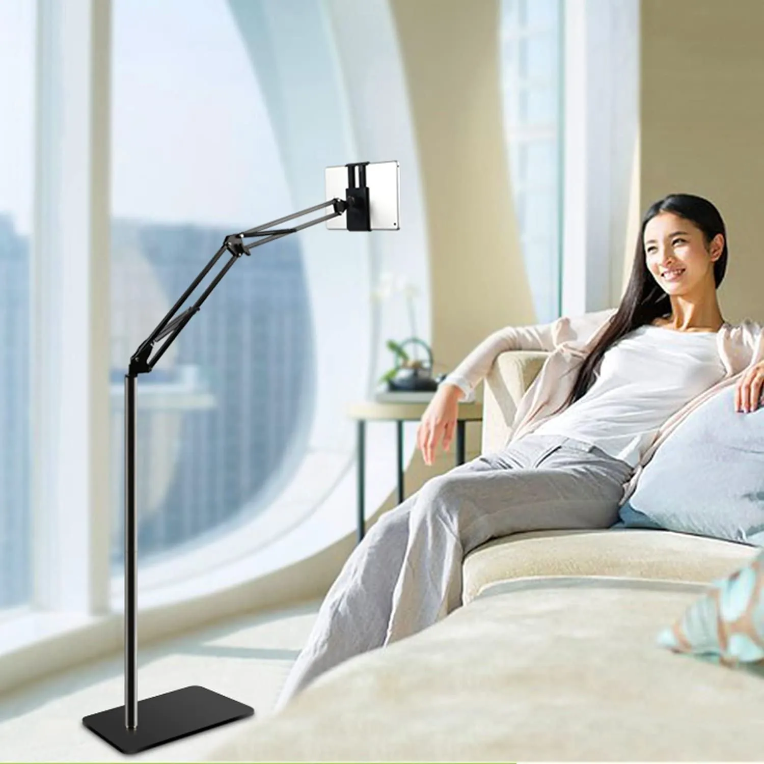 1.35M Adjustable Long Arm Floor Stand for Phone Tablet