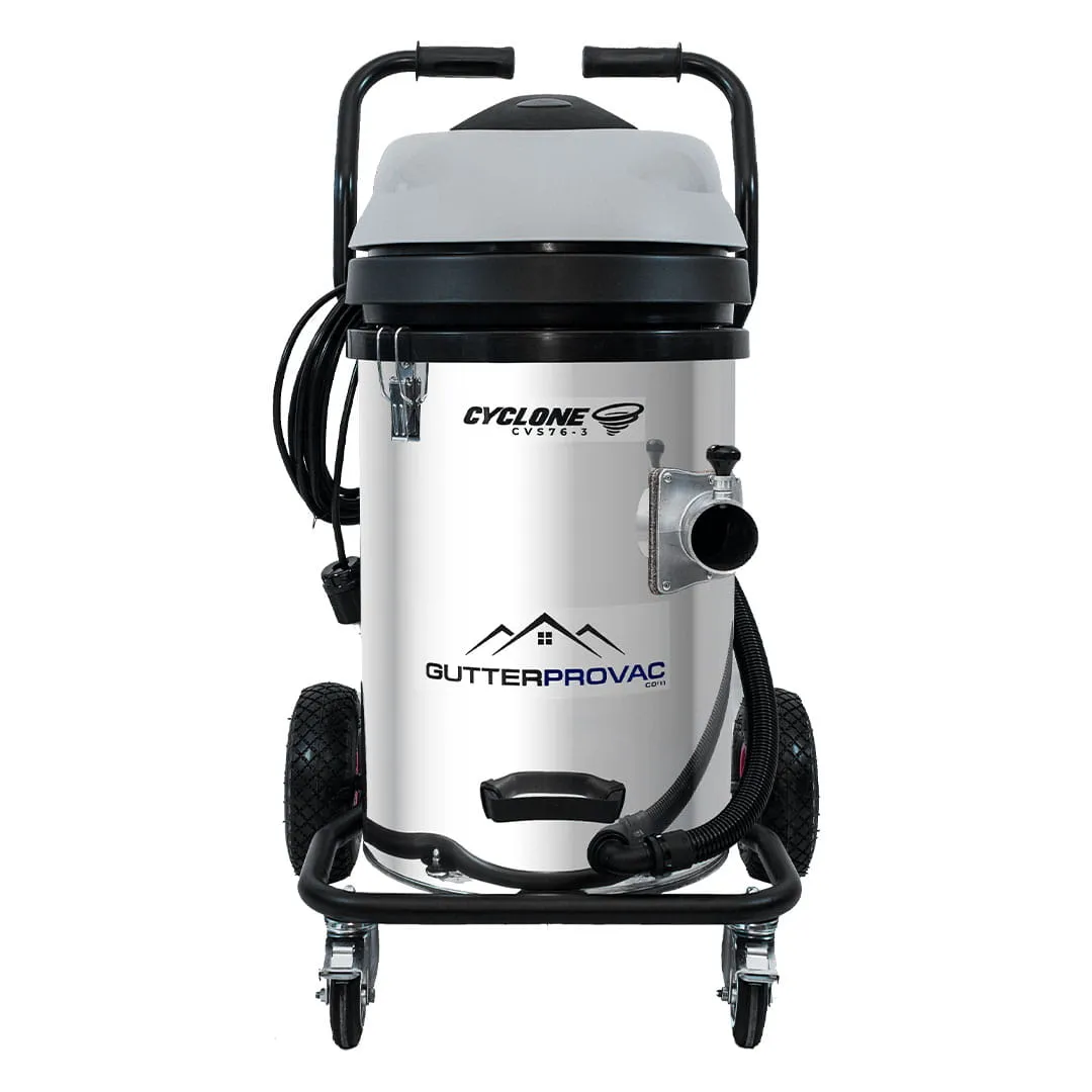 20 Gallon Cyclone II 3600W Stainless Steel Gutter Vacuum with 28 Foot Carbon Clamping Poles and Bag