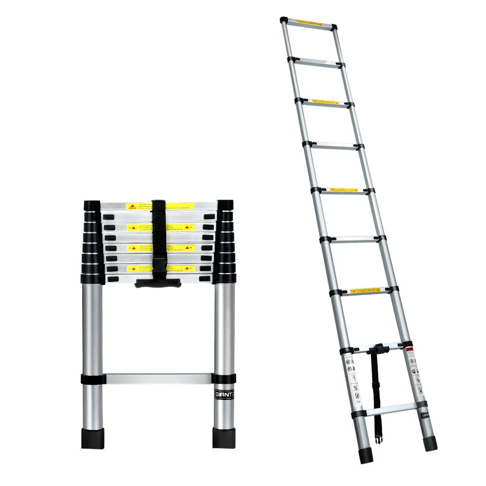 2.6M Aluminium Telescopic Ladder, Anti-Slip, Adjustable - Giantz