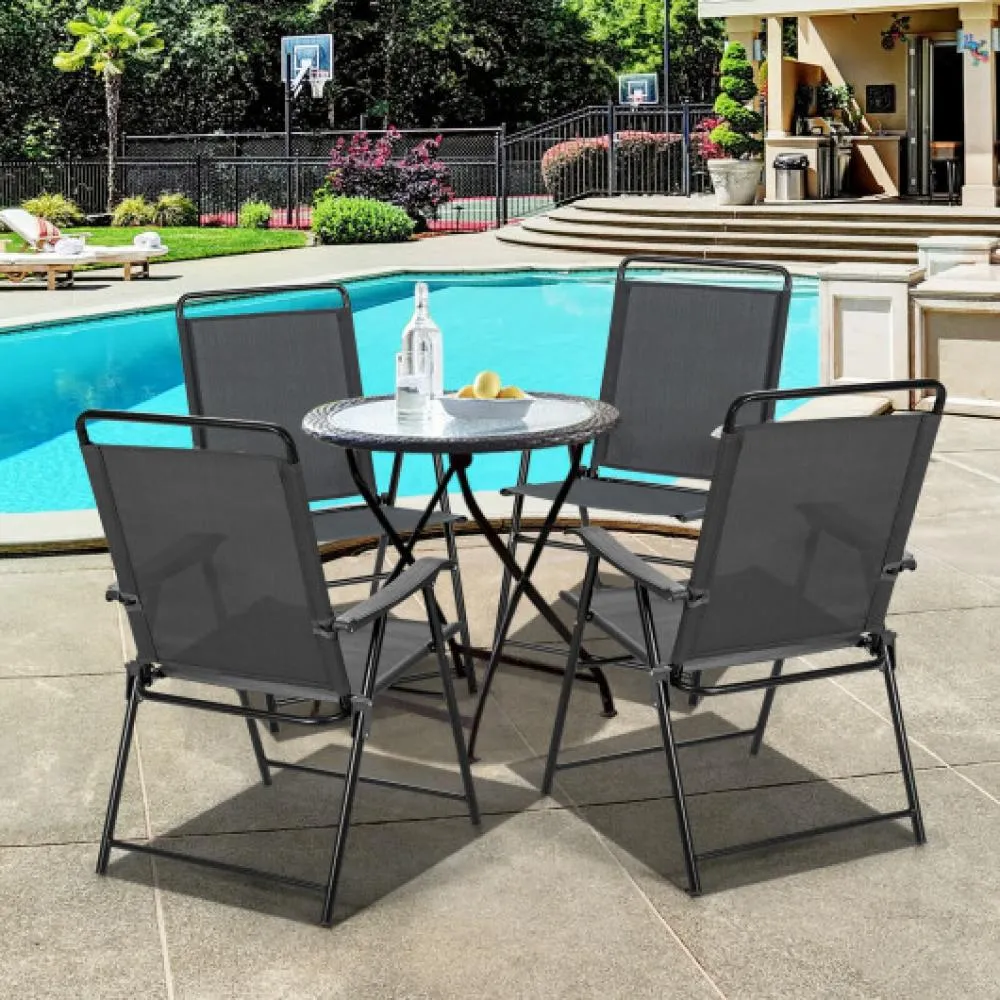 4 Pieces Portable Outdoor Folding Chair with Armrest