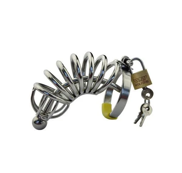 7856AR      Chastity Cock Cage with Removable Urethral Sound Catheter Plug - MEGA Deal