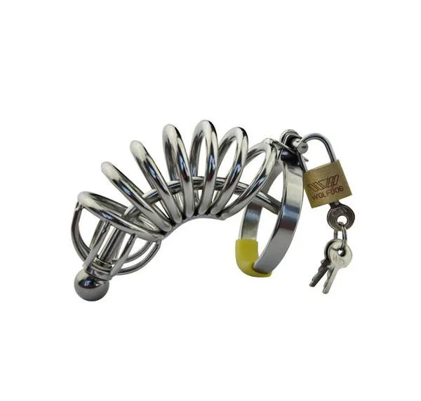 7856AR      Chastity Cock Cage with Removable Urethral Sound Catheter Plug