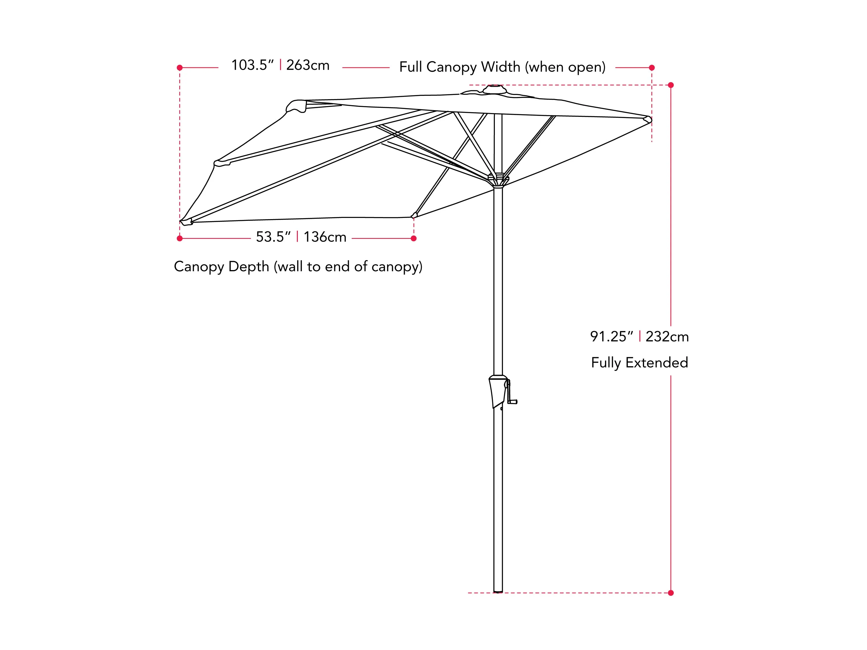 8.5ft Off White Half Umbrella