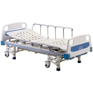 A4 Three Crank Manual Hospital Bed with Mattress, Side Railings and Wheels