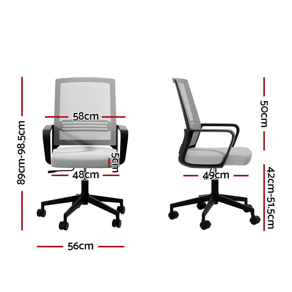 Adjustable Mesh Office Chair Mid Back Ergonomic Grey - Artiss