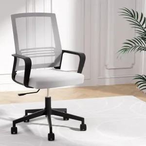 Adjustable Mesh Office Chair Mid Back Ergonomic Grey - Artiss