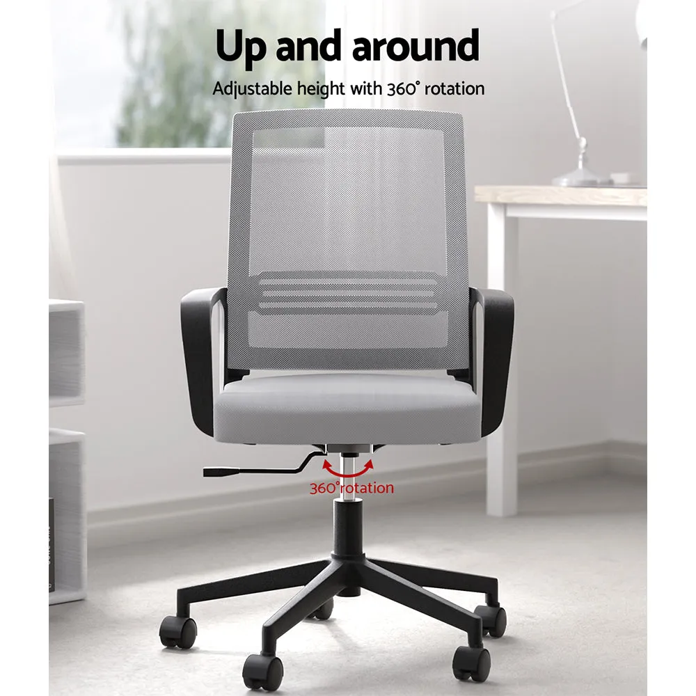 Adjustable Mesh Office Chair Mid Back Ergonomic Grey - Artiss