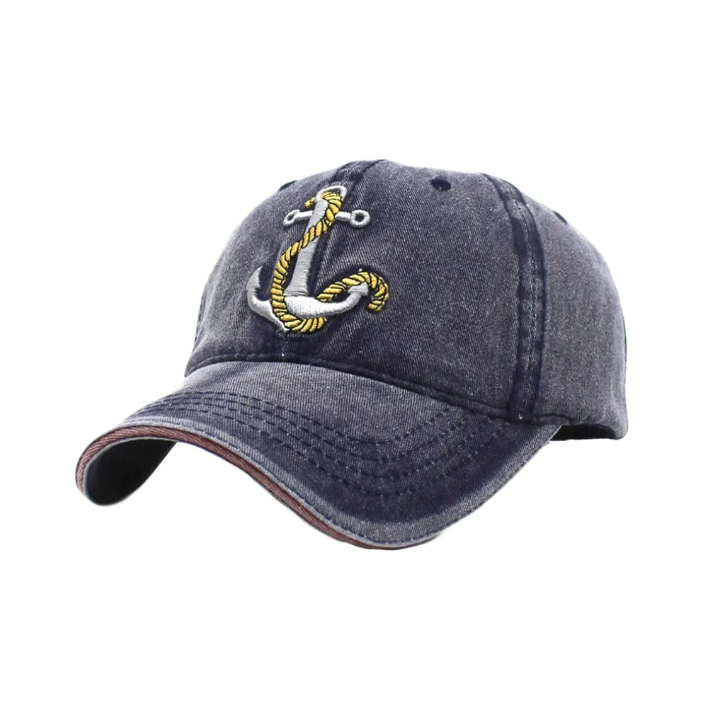 Anchor Embroidery Washed Cotton Baseball Cap Adjustable Dad Hat YZ10136