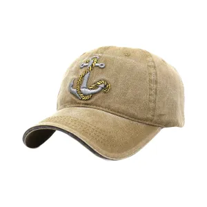 Anchor Embroidery Washed Cotton Baseball Cap Adjustable Dad Hat YZ10136