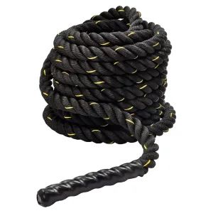 BalanceFrom 3 Strand Training Rope, Durable Workout Equipment, 50 Feet, Black