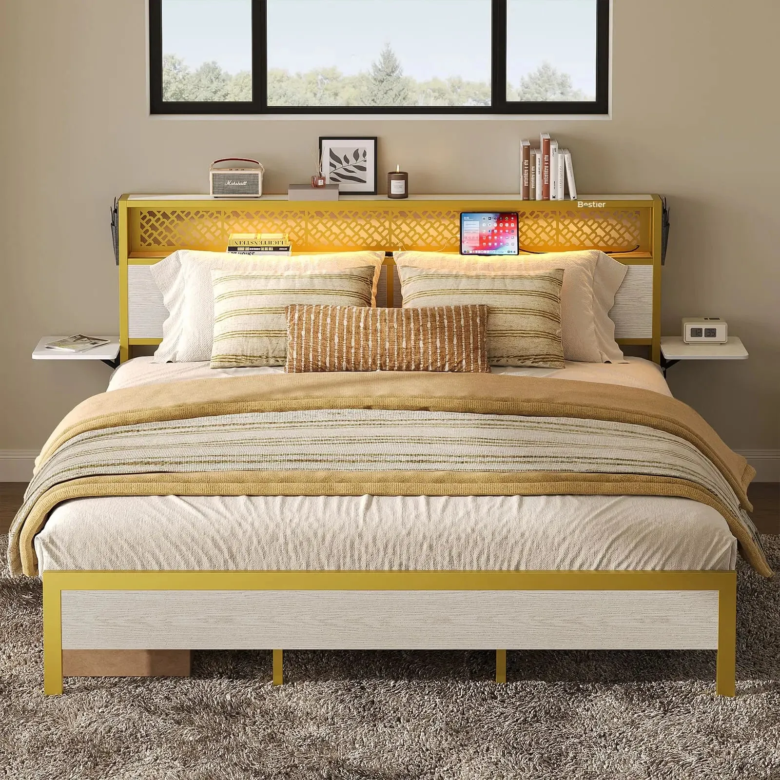 Bestier Full/Queen/King Size Bed Frame with Headboard