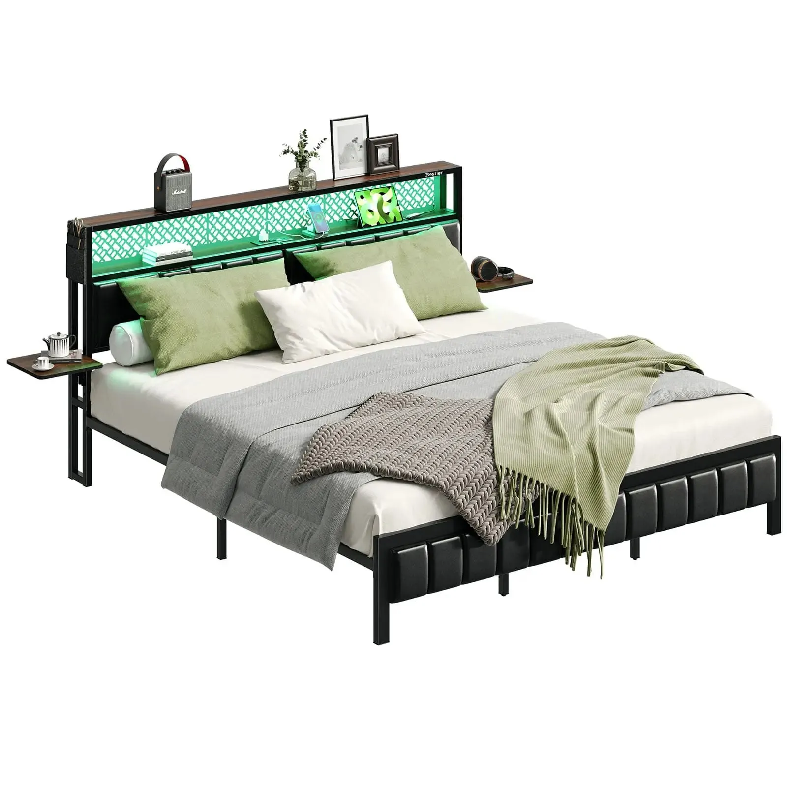 Bestier King/Queen/Full Size Bed Frame with Charging Station