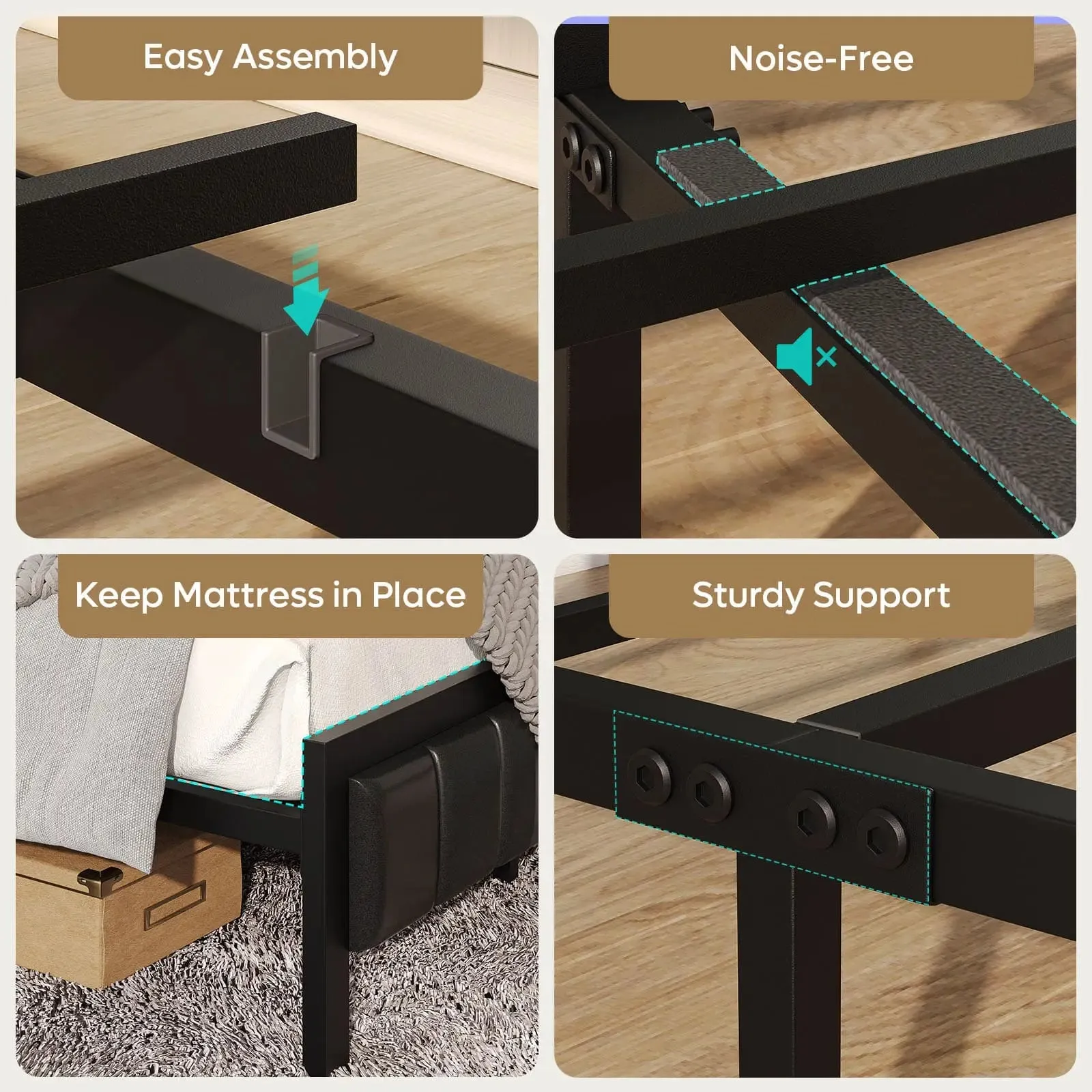 Bestier King/Queen/Full Size Bed Frame with Charging Station