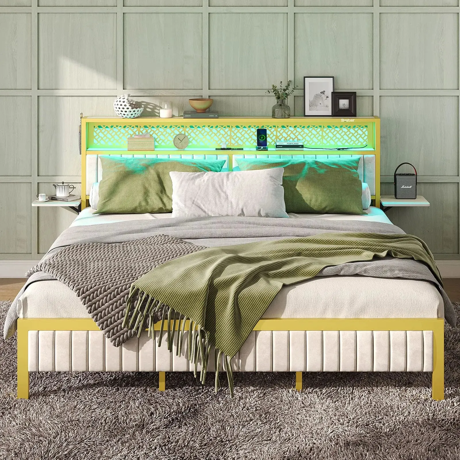 Bestier King/Queen/Full Size Bed Frame with Charging Station