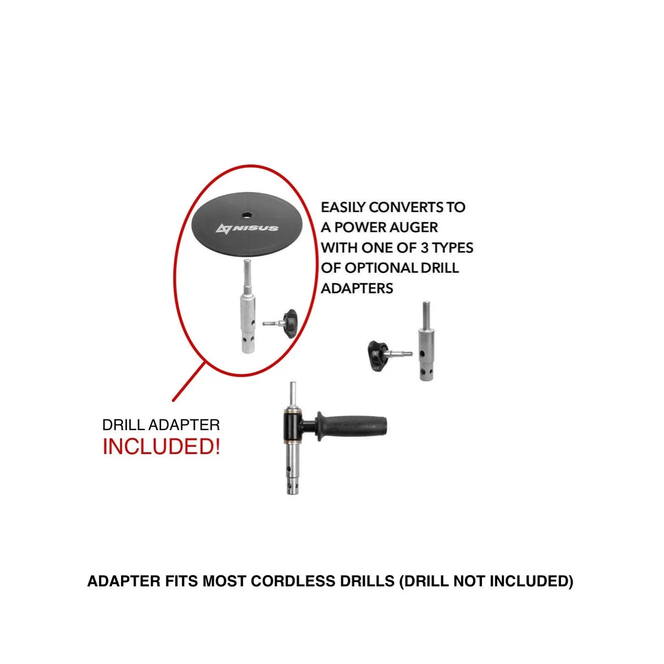 BURAN Professional Ice Fishing Auger with Cordless Drill Adapter