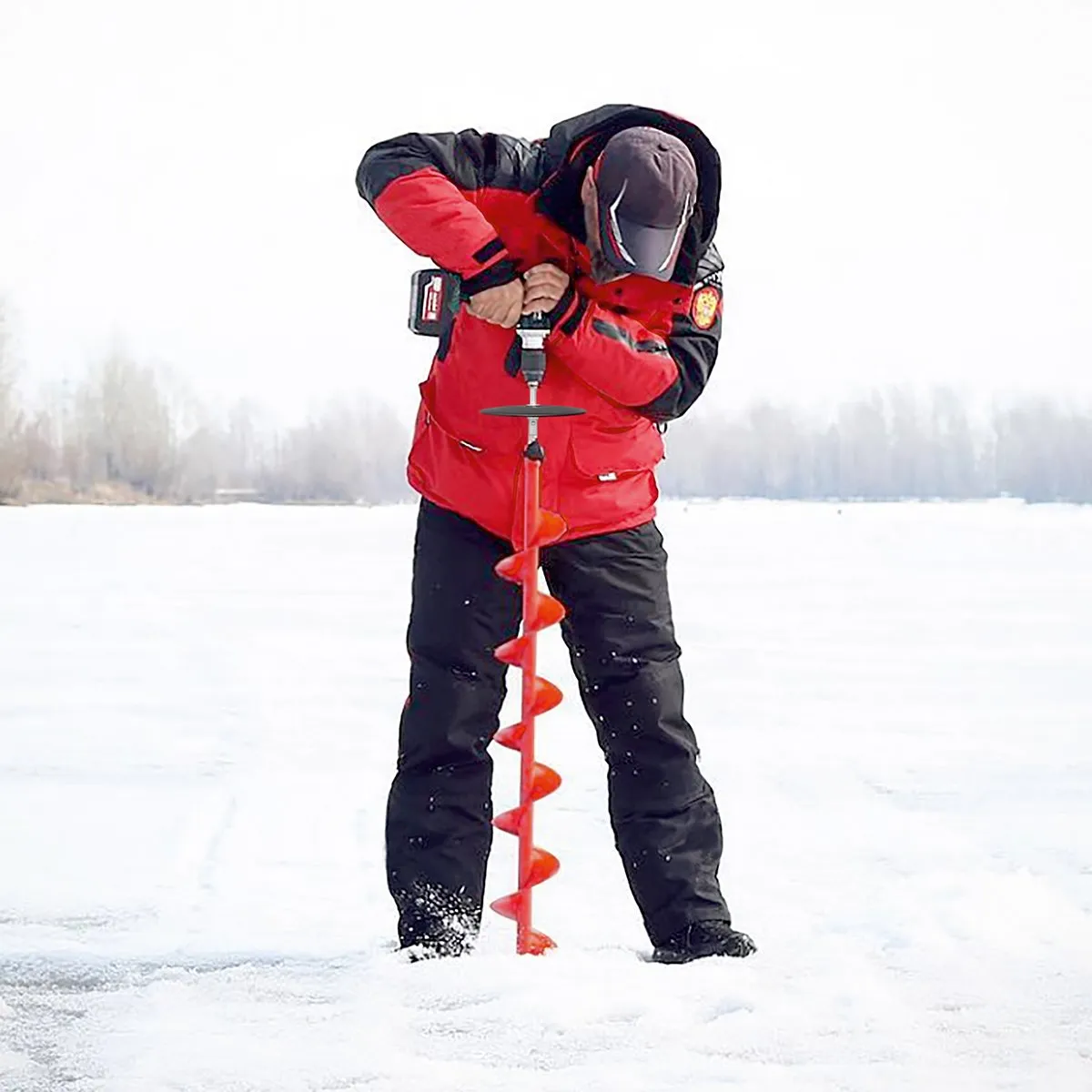 BURAN Professional Ice Fishing Auger with Cordless Drill Adapter