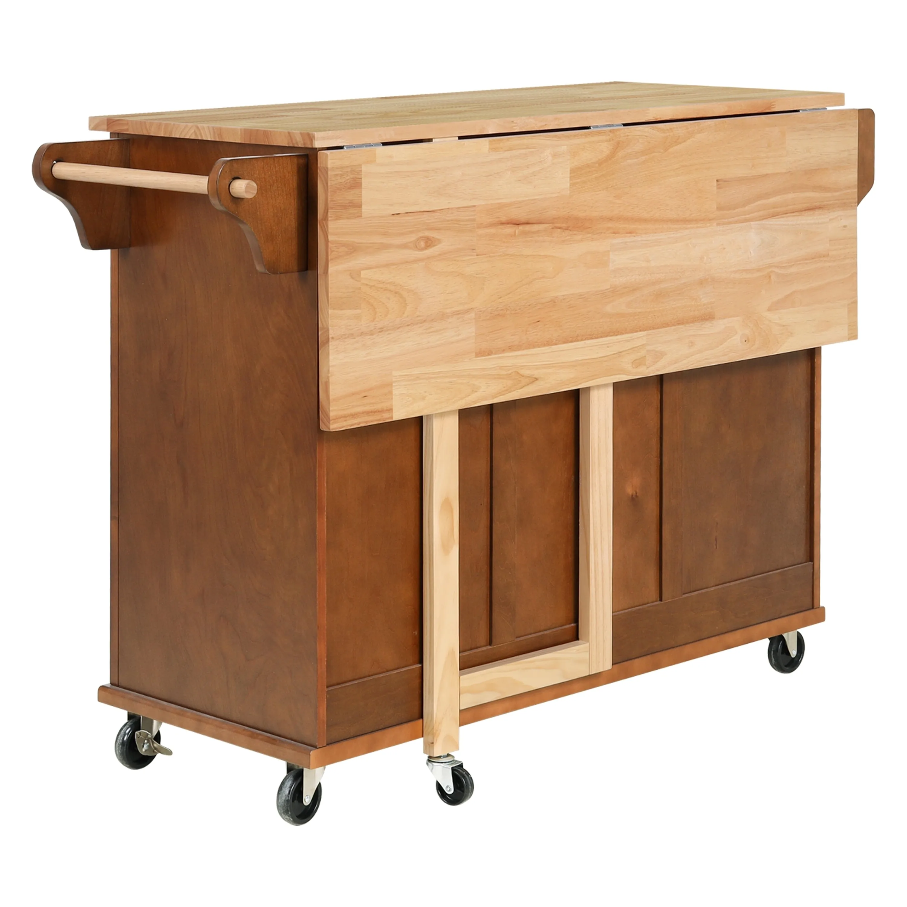 Cambridge Natural Wood Top Kitchen Island with Storage