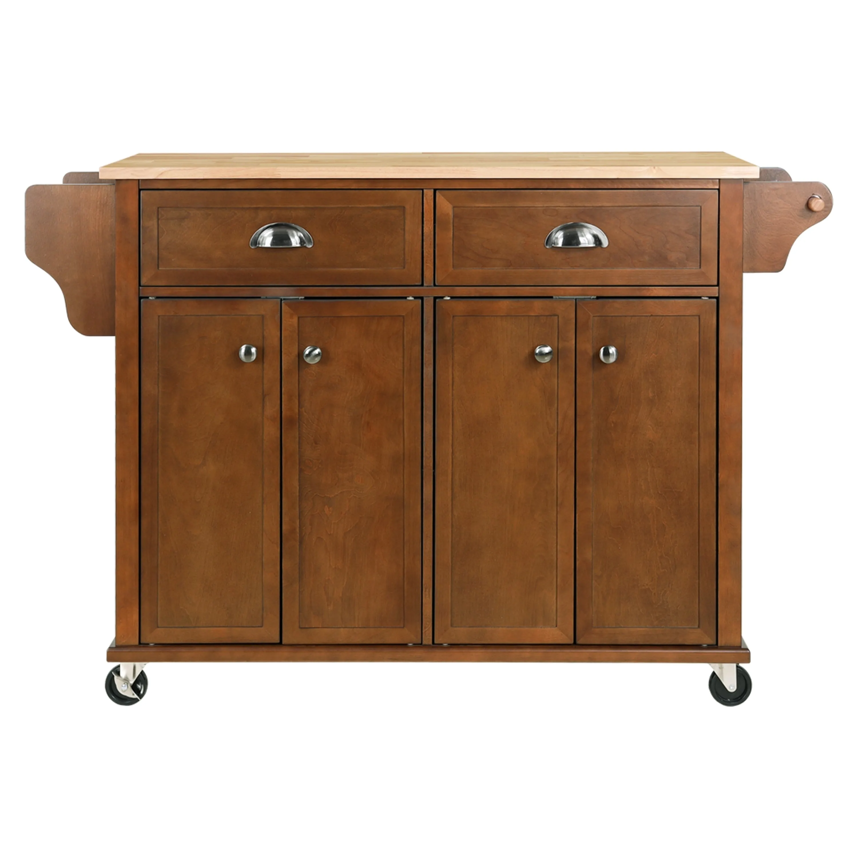 Cambridge Natural Wood Top Kitchen Island with Storage