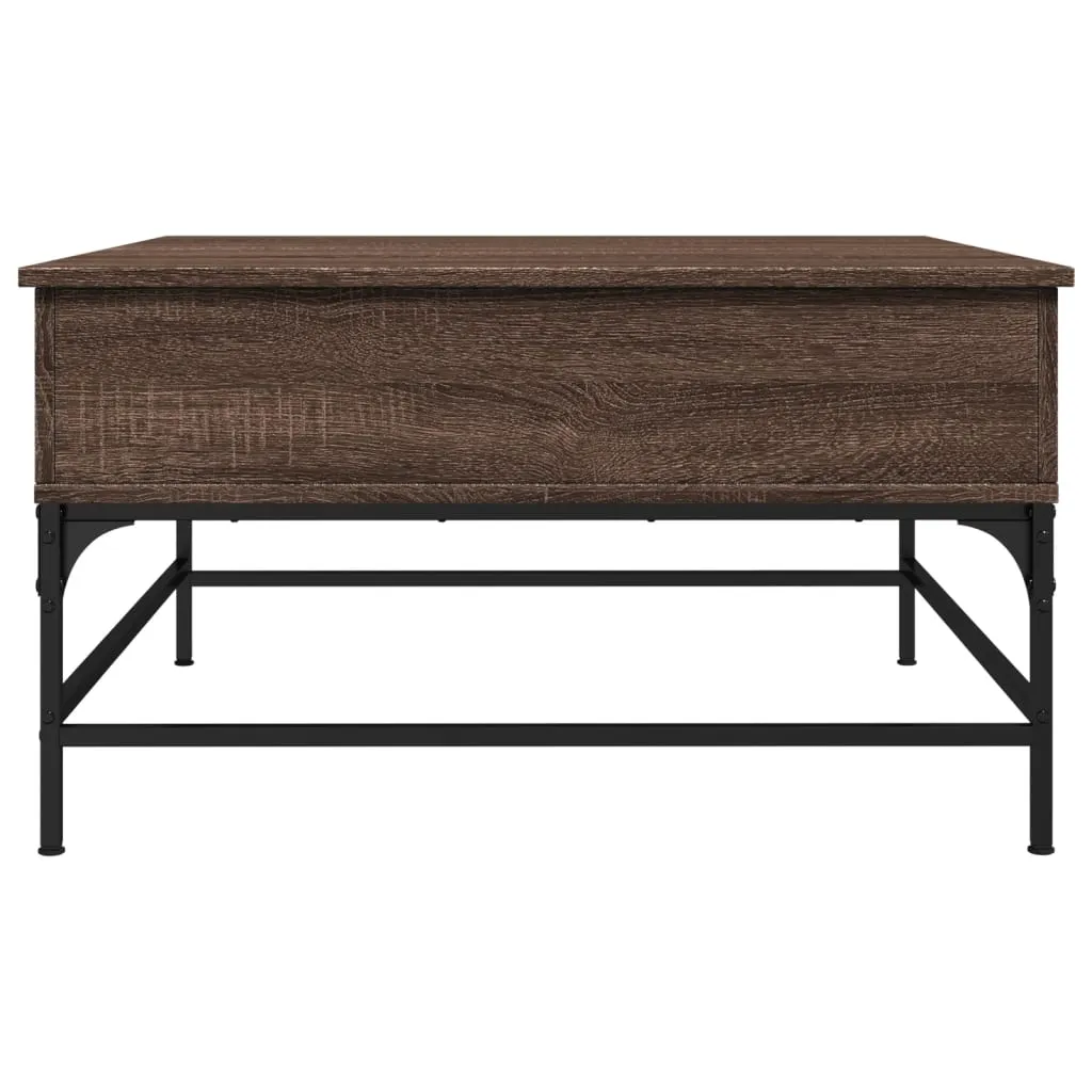 Coffee Table Brown Oak 80x80x45 cm Engineered Wood and Metal