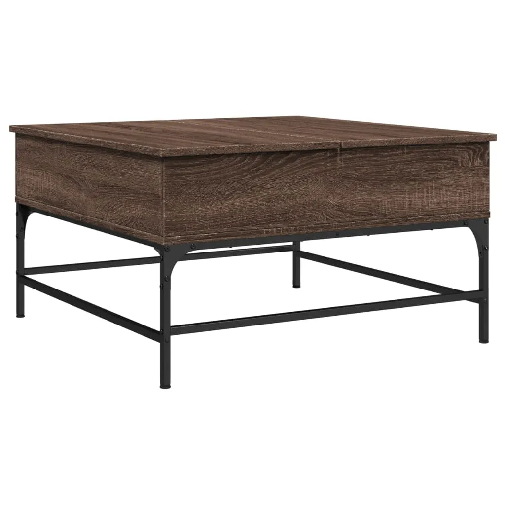 Coffee Table Brown Oak 80x80x45 cm Engineered Wood and Metal