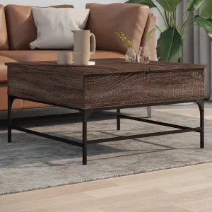 Coffee Table Brown Oak 80x80x45 cm Engineered Wood and Metal