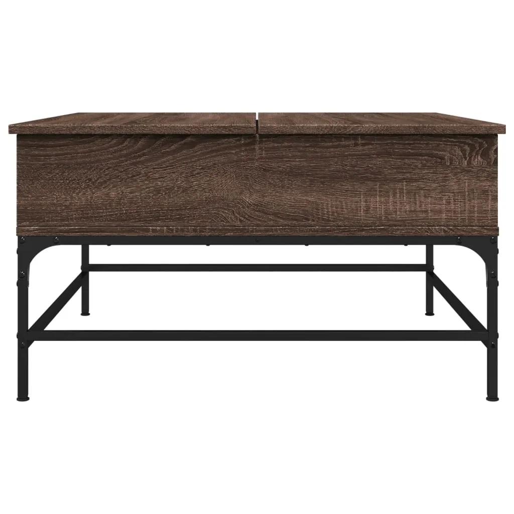 Coffee Table Brown Oak 80x80x45 cm Engineered Wood and Metal