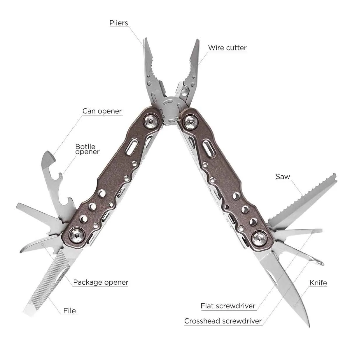 Compact 12-in-1 Pliers Multi-tool for Home and Outdoor