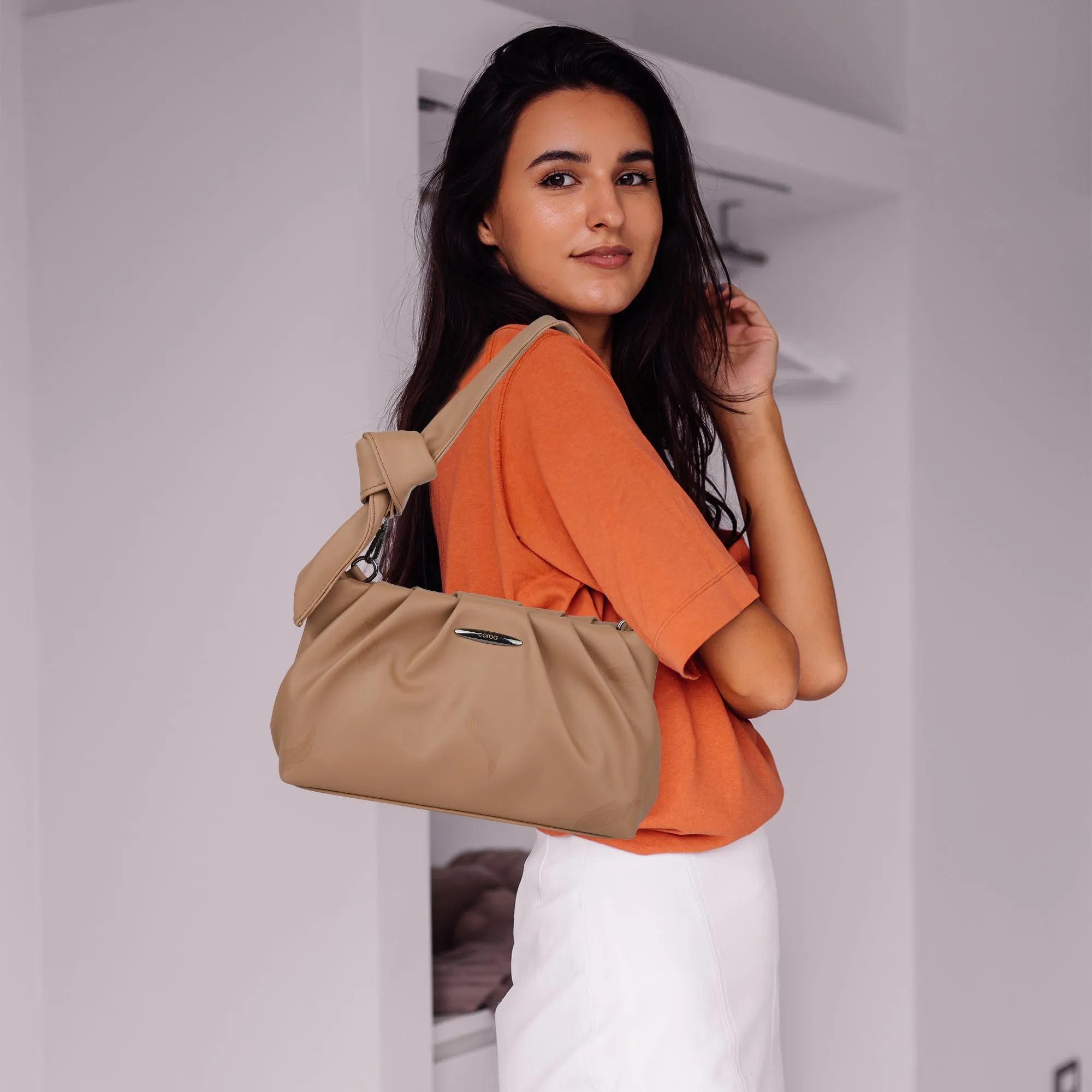 Corba Knot Style Sling Bag Light Brown