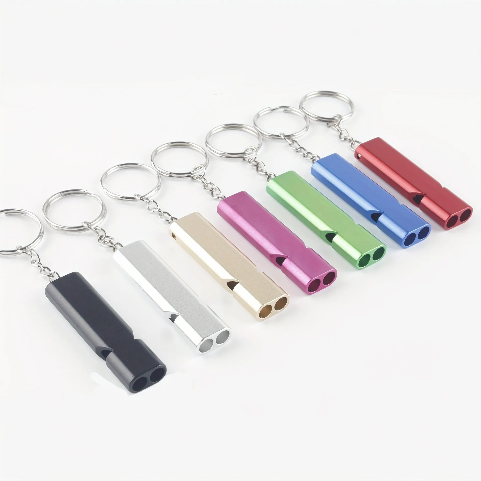 Flat Aluminum Alloy Dualfrequency Survival Whistle for Outdoor Emergencies