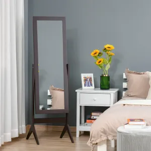 Freestanding Dressing Mirror Bedroom Tall Adjustable Angle 148x47cm Brown