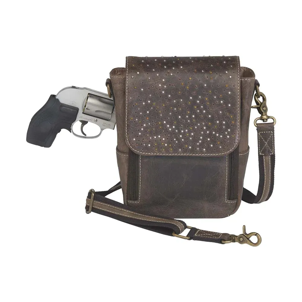 GTM Original Distressed Leather Crossbody Concealed Carry Satchel with Built in Wallet