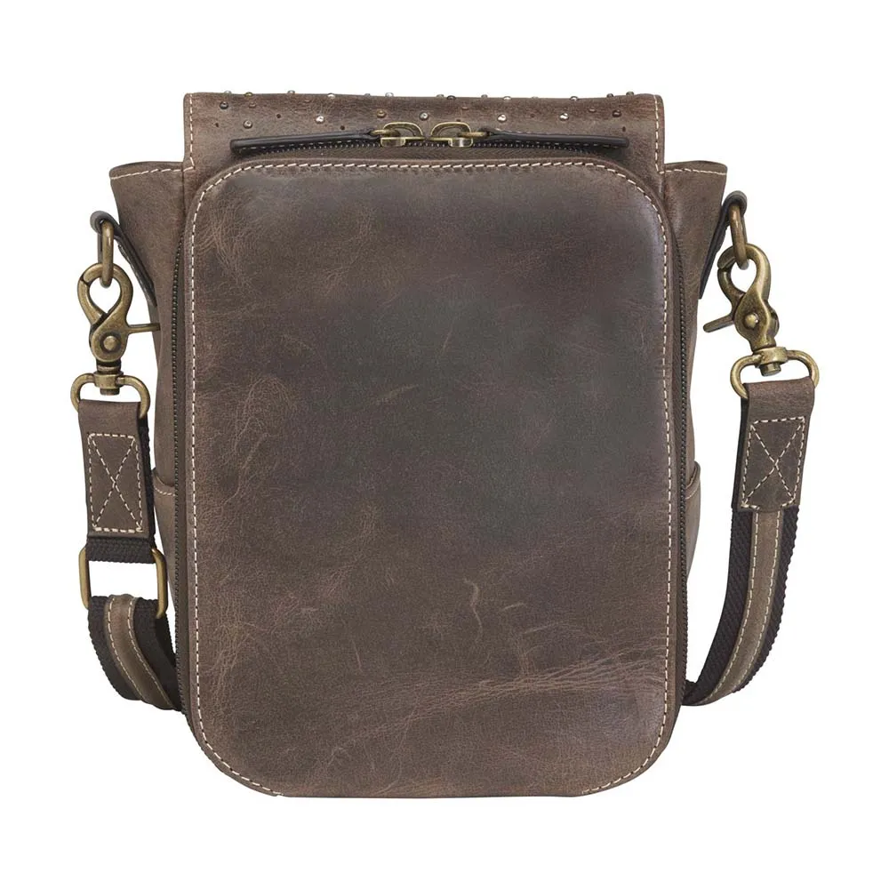 GTM Original Distressed Leather Crossbody Concealed Carry Satchel with Built in Wallet