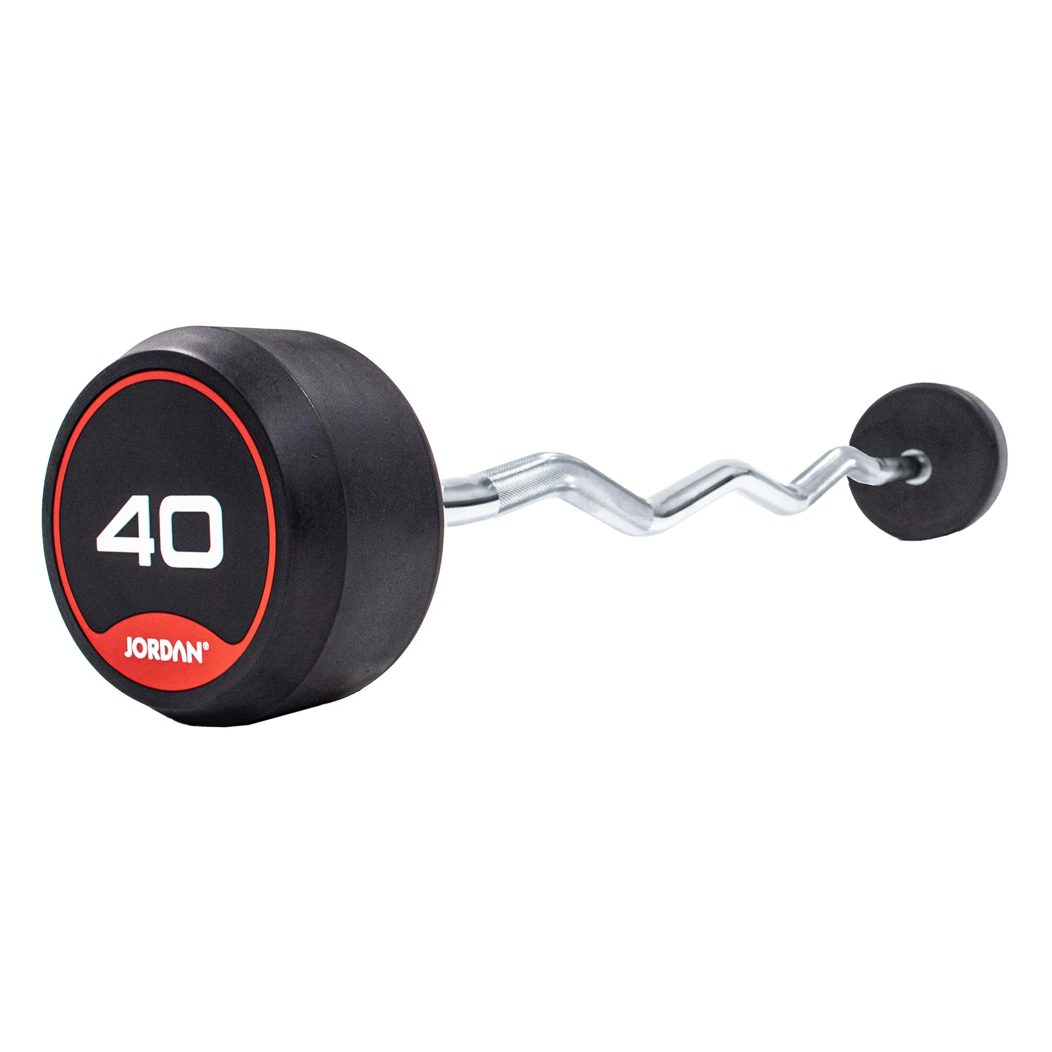 JORDAN Rubber Barbells - Curl Bar (Red)