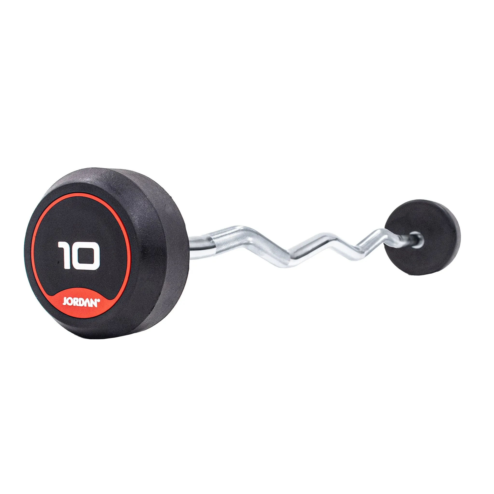 JORDAN Rubber Barbells - Curl Bar (Red)