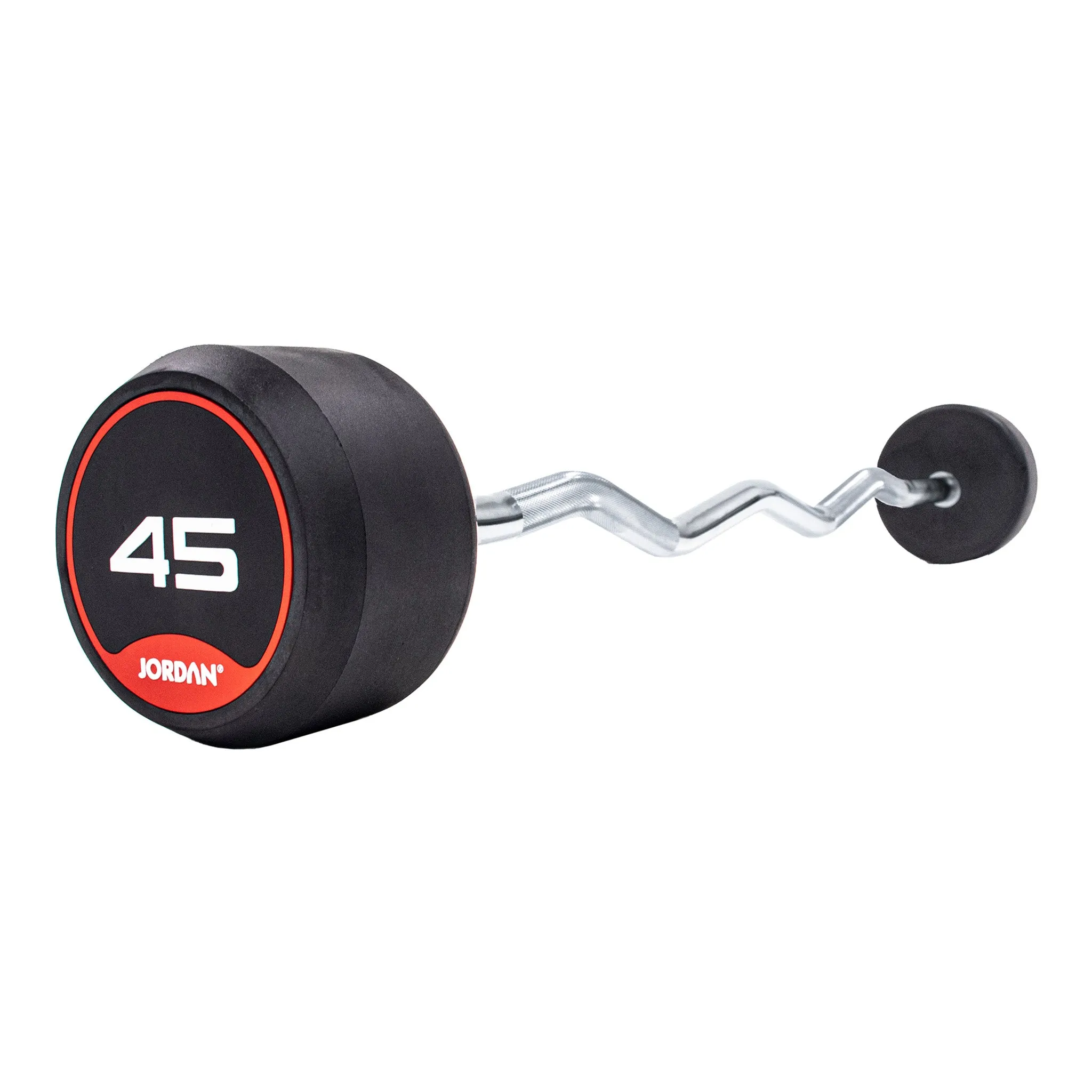 JORDAN Rubber Barbells - Curl Bar (Red)