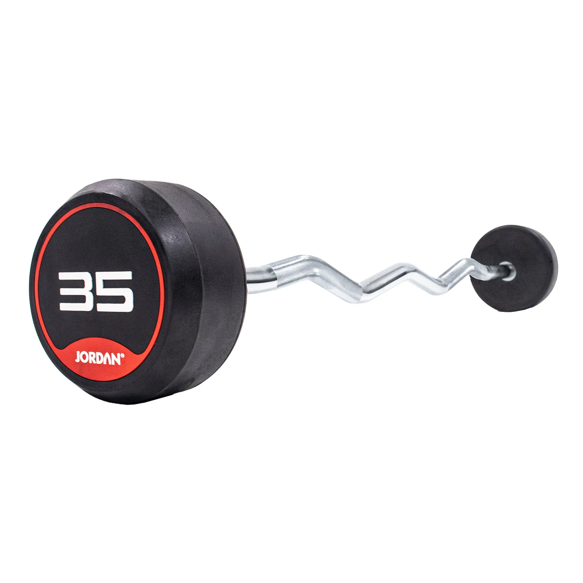 JORDAN Rubber Barbells - Curl Bar (Red)