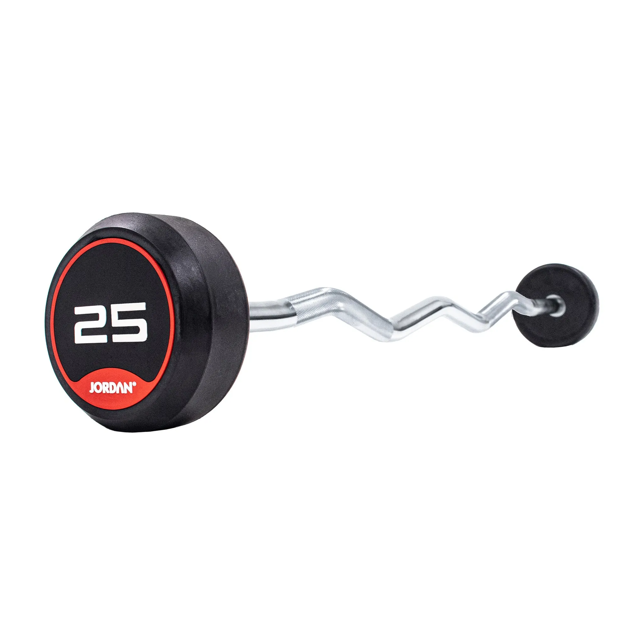 JORDAN Rubber Barbells - Curl Bar (Red)