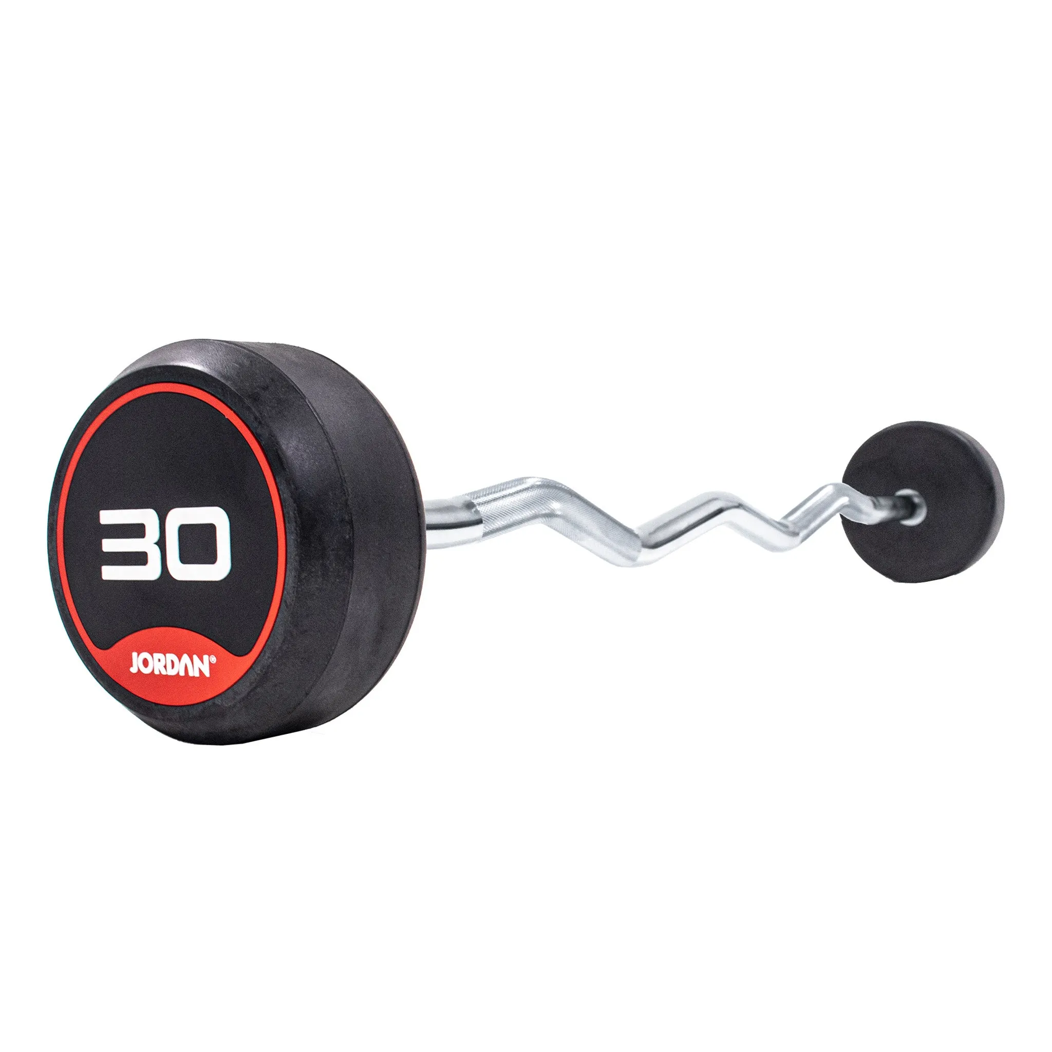 JORDAN Rubber Barbells - Curl Bar (Red)