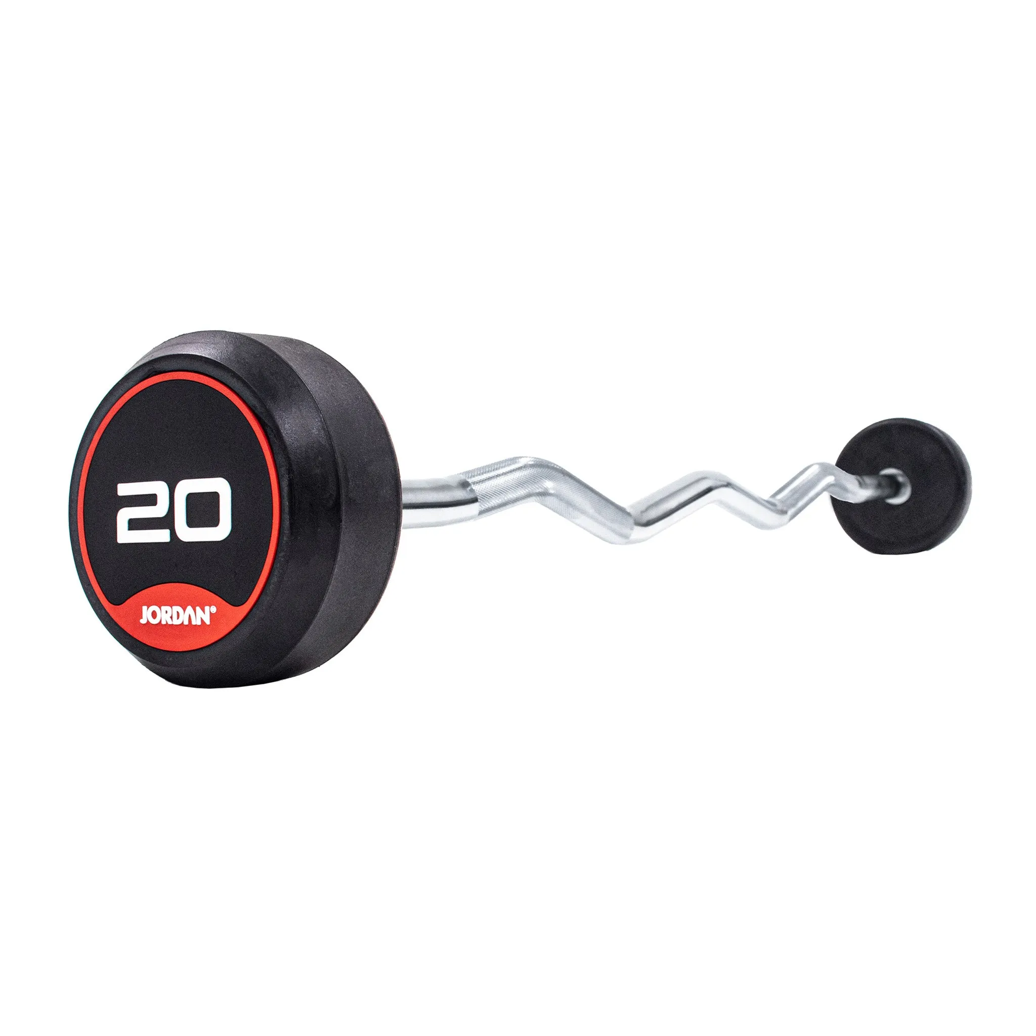 JORDAN Rubber Barbells - Curl Bar (Red)