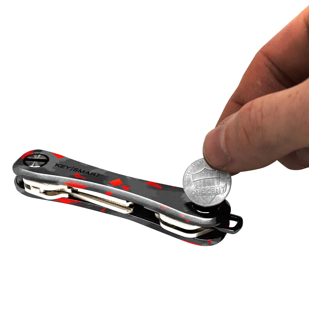 KeySmart Orginal - Compact Key Holder and Keychain Organiser (Up to 8 Keys) - Red Forged Carbon - 2 Pack