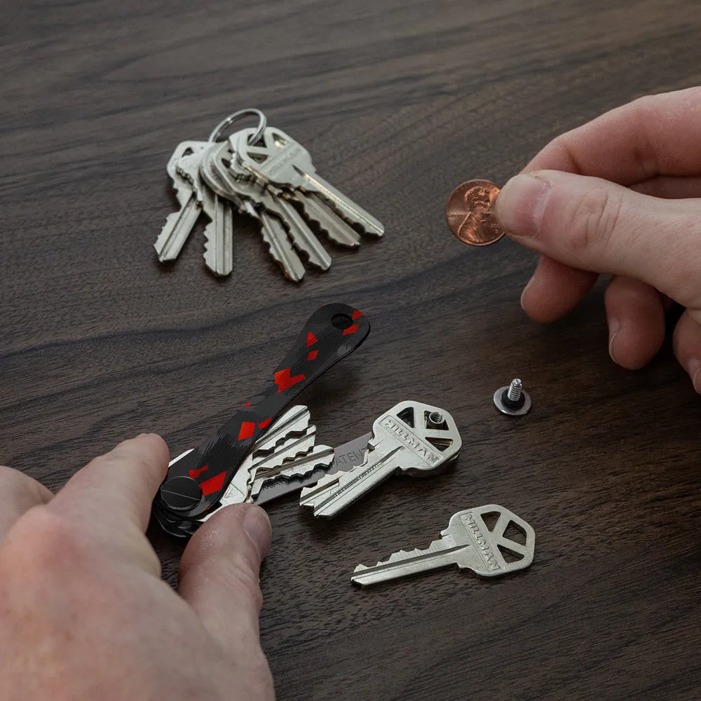 KeySmart Orginal - Compact Key Holder and Keychain Organiser (Up to 8 Keys) - Red Forged Carbon - 2 Pack