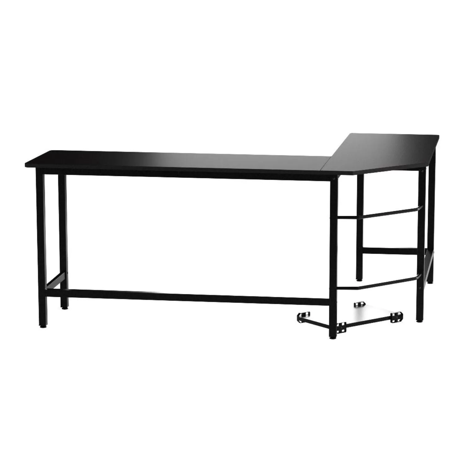 L-Shaped Space-Saving Computer Desk, Adjustable Black - EKKIO