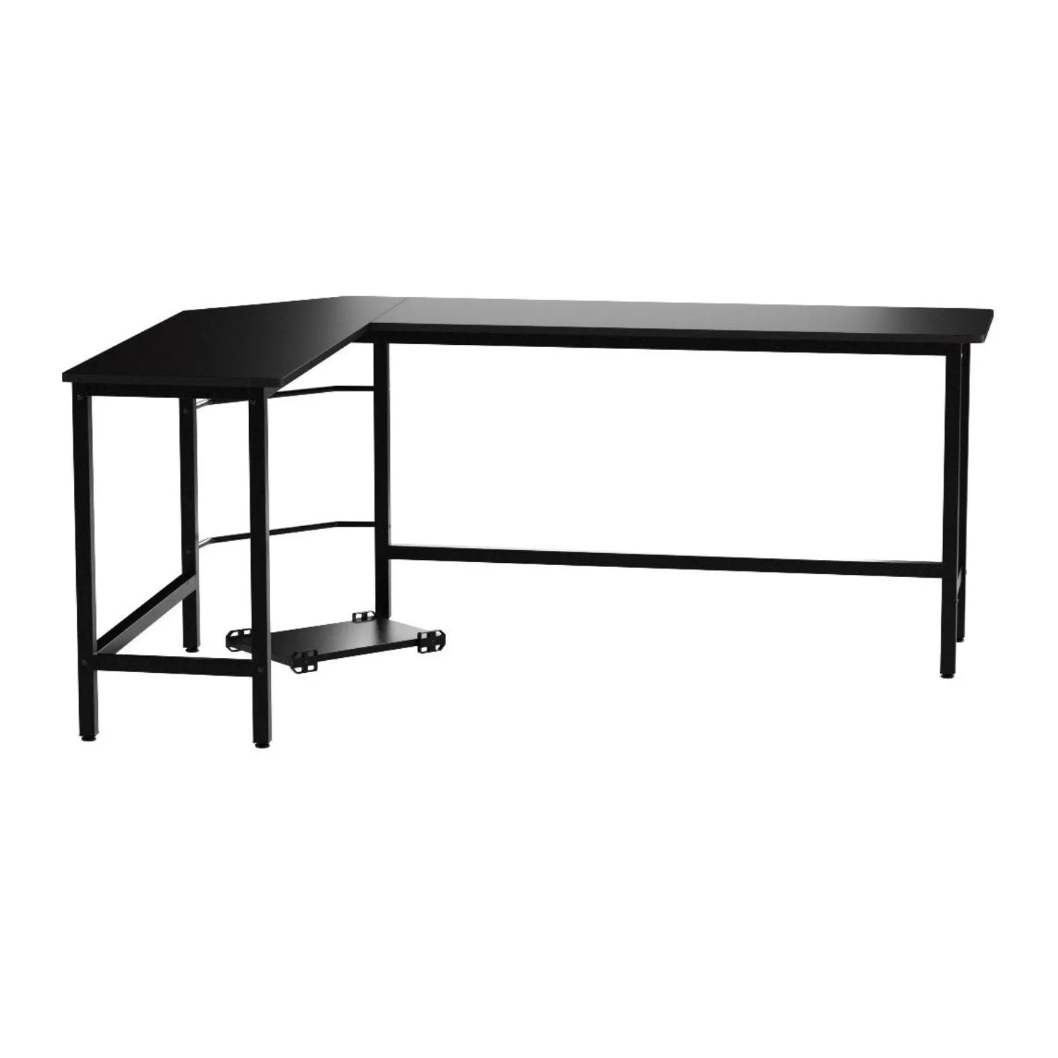 L-Shaped Space-Saving Computer Desk, Adjustable Black - EKKIO