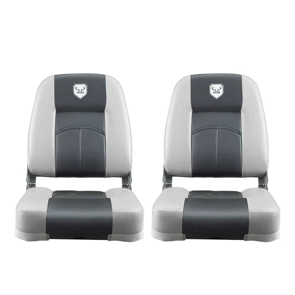 MOBI OUTDOOR 2X Folding Boat Seats Marine Seating Set Swivels All Weather Grey