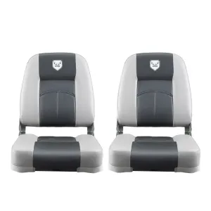 MOBI OUTDOOR 2X Folding Boat Seats Marine Seating Set Swivels All Weather Grey