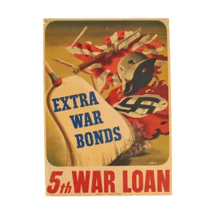 Original U.S. WWII 1944 Anti-Axis “Sweeping Up The Axis” 5th War Loan Poster by John Atherton - 14 ½” x 20"