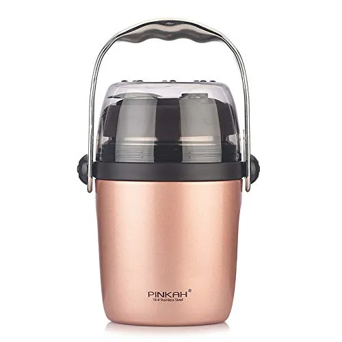 (PINKAH) Lunch Box with foldable spoon | stainless steel (950ml) - metallic copper