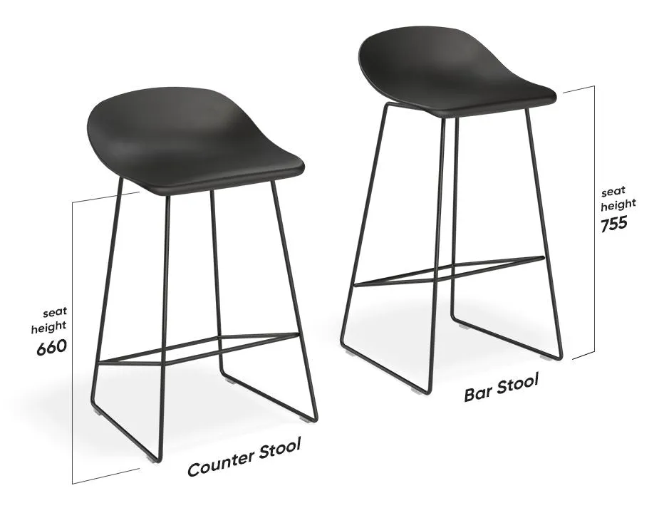 Pop Stool - Black Frame and Fabric Grey Seat - 75cm Commercial Bar Height