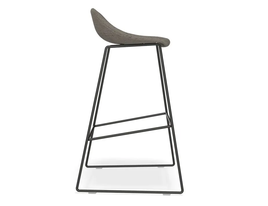 Pop Stool - Black Frame and Fabric Grey Seat - 75cm Commercial Bar Height